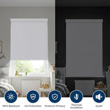 100% Blackout Roller Shades Cordless Blinds for Indoor Windows,Free-Stop Window Shades Pull Down,Thermal Insulated Fabric UV Protection,Blackout Window Guard Blinds for Home,Office,White,34" W x 72" H