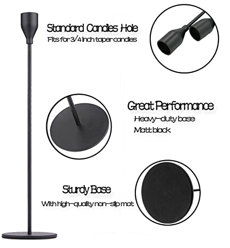 Matte Black Taper Candle Holder Set of 6, Tall Candlestick Holders