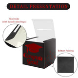 Graduation Card Box Holder, Congrats Grad Foldable Cardboard Decorations Box for Graduation Party Decoration and Grad Parties (Black-red)