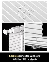 UNISHADES No Drill Cordless Mini Blinds, L-Shaped Slats, 46×48 in, White | Enhanced privacy protection, 1" Vinyl Material, Easy Install