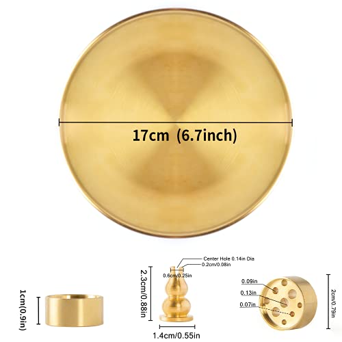 3 in 1 Incense Burner - 6.7 Inch Brass Incense Holder for Incense Sticks/Coil Incense/Incense Cones - Metal Gourd-Shaped Ash Catcher for Meditation Yoga Room Home Decor ZX11M
