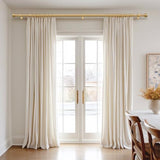 PORTRES Gold Heavy Duty Curtain Rods for Windows 66 to 120 Inches Adjustable Length 1" Diameter Brass Curtain Rod with Modern Decorative Finials for Outdoor Bedroom Kitchen Living Room