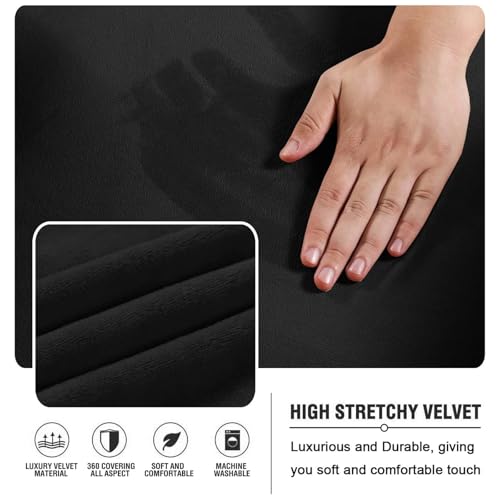 Velvet Stretch Futon Slipcover, Armless Sofa Bed Elastic Furniture Protector Foldable Couch Cover(Camel)