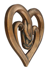 Top Brass Heart Holding Hands Wall Decor Decorative Art Sculpture - Copper Bronze Verdigris Finish - Forever Love