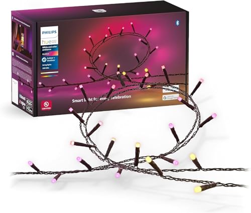 Philips Hue 65-Foot Festavia String Lights, 250 Mini Color Changing Smart LEDs - Weatherproof, Control with Hue App, Indoor/Outdoor Lighting Works with Alexa, Google Assistant and Apple HomeKit
