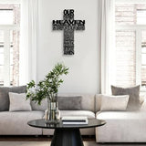 LIYOUYA Metal Cross Wall Decor - Rustic Farmhouse Decor Black Prayer Text Cross Wall Art Home Decor for Living Room, Bathroom, Bedroom, Dining Room, Office, Church (Black)