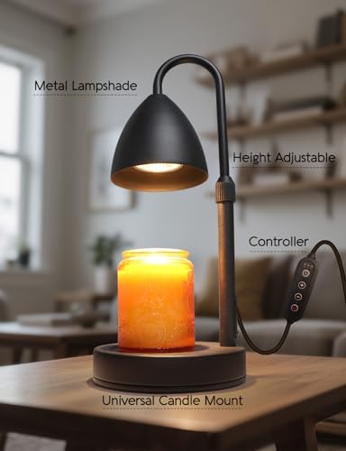 Candle Warmer Lamp with Timer Dimmable, Lamp Candle Warmer Birthday Gifts for Women, Black Adjustable Wax Melter Warmer for Jar Candles, House Warming Gift Home Decor