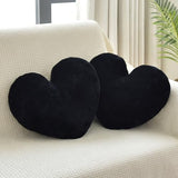 2 Pcs Black Heart Pillow Decorative Throw Pillows, 16-inch Cute Soft Fluffy Heart Shaped Pillows for Bed Couch Sofa Bedroom Living Room Decor Aesthetic (Black, 16"x13.78")