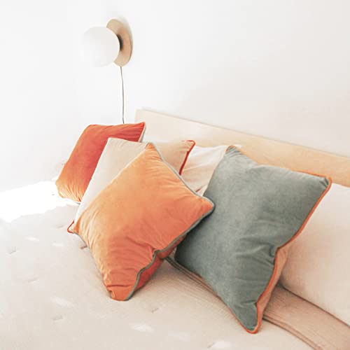 MONDAY MOOSE Decorative Throw Pillow Covers Cushion Cases, Set of 4 Soft Velvet Modern Double-Sided Designs, Mix and Match for Home Decor, Pillow Inserts Not Included (18x18 inch, Orange/Teal)