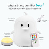 Lumipets Remote Control Silicone Night Light for Kids - Penguin Design with 9 Soft Colors & Sleep Timer - Rechargeable, Battery-Operated Lamp for Bedroom | Baby Nursery, Toddler, Girls, Boys