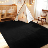 Vasofe Black Area Rugs for Living Room Bedroom, 4x6 Modern Thickened Memory-Foam Throw Carpet, Super Soft Kids Boys Girls Rug, Non-Slip Washable Carpets for Dorm Nursery Classroom Office Decor