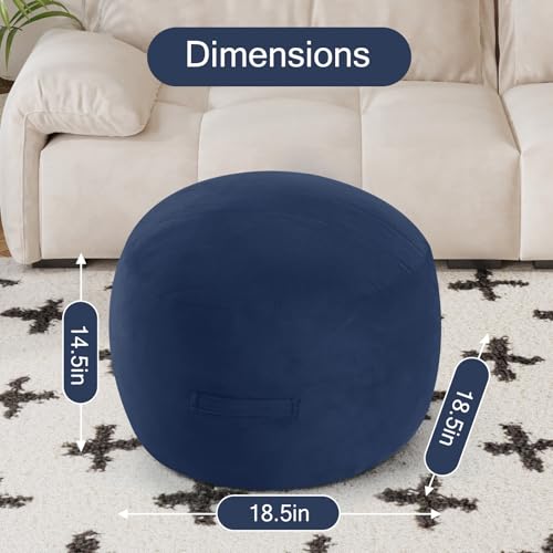 MeMoreCool Round Pouf Ottoman Foot Rest 20x15 Inches, Navy