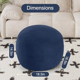 MeMoreCool Round Pouf Ottoman Foot Rest 20x15 Inches, Navy