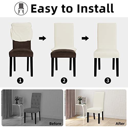 Easy-Going Dining Chair Covers Stretch Dining Room Chair Covers Set of 4, Parsons Chair Slipcovers for Dining Room, Ceremony, Banquet, Ivory