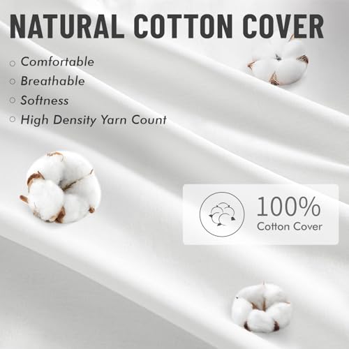 MIULEE 18x18 Pillow Inserts with Cotton Cover,Set of 4 100% Virgin Microfiber Throw Pillows for Couch Sofa and Bed