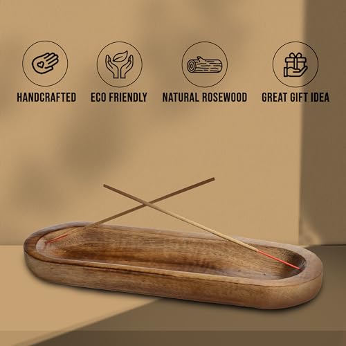 raajsee Wooden Brown Incense Holder -Incense Burner Holder –Ash Catcher - Incense Stick Holder - Meditation & Yoga - Great Gift for Any Occasion Size 11x4 inch