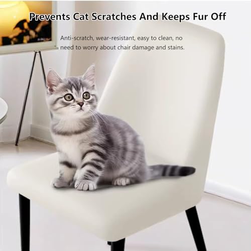 Curved Back Chair Covers Set of 2/4/6, Stretch Dining Room Chairs Cover Kitchen Chair Slipcovers Protector for Living Room and Bedroom,Light Gray,4pcs