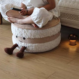 Tingting's Dream Cute Round Stuffed Pouf Ottoman Foot Rest Floor Tatami Fluffy Poufs Foot Stool Storage Ottoman Foam Particles Filling (Cake Shape, 40×25CM/15.7"×9.84")