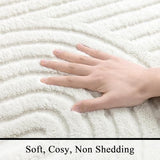 SHACOS Soft Cozy Fluffy Arch Pattern High Low Pile Area Rugs 8'x10' Large Non Slip Washable Modern Geometric Rug Scandinavian Minimalist Carpet for Living Room Bedroom Dining Room, Cream White