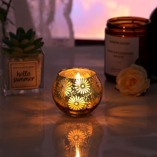 Gold Mercury Glass Votive Candle Holders Set of 12