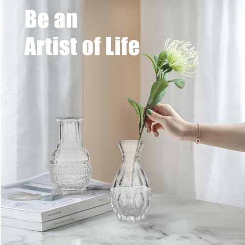 Mini Glass Bud Vases - Set of 6 Small Vases for Flowers, Perfect for Centerpieces,Flower Vases for Centerpieces., Clear