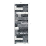 Indoor Washable Runner Rug with Rubber Backing, Modern Geometric Patchwork