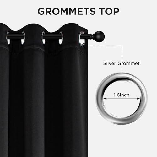 Joydeco Blackout Curtains for Bedroom 84 Inch - Black Out Curtains with Grommets Thermal Insulated Room Darkening Light Blocking, Noise Reducing & Wrinkle-Free Drapes for Living Room Windows, 2 Panels