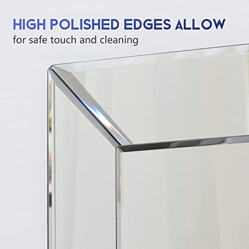 Pregaspor Wall Mirror for Bathroom, 24" x 36" Rectangular Frameless Vanity Mirror, Polished Beveled for Over Sink