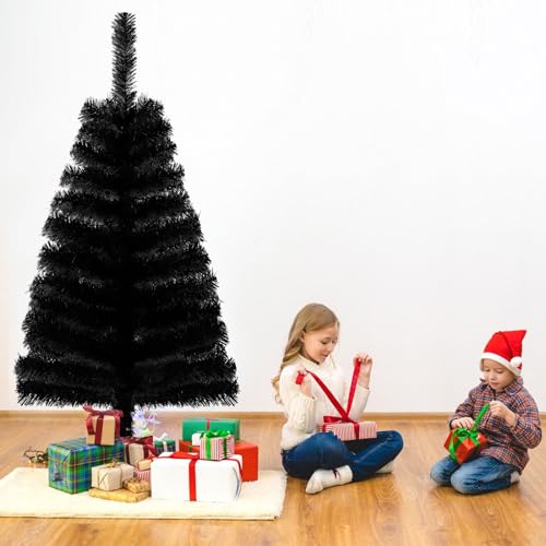 3ft Black Artificial Christmas Tree,Tabletop Christmas Pine Tree with PVC Stand Base for Christmas Halloween Home Office Holiday Decoration