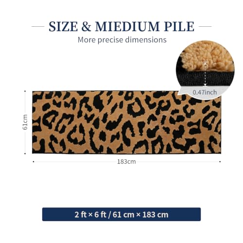Leopard Hallway Runner Rugs 2x6: Washable Non Slip Cheetah Rug