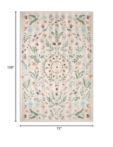 Lahome Washable Insect Botanical 6x9 Area Rugs for Nursery - Machine Washable Non-Slip Beige Bedroom Rug, Boho Low Profile Soft Faux Wool Carpet for Living Room Laundry Playroom Dining Room