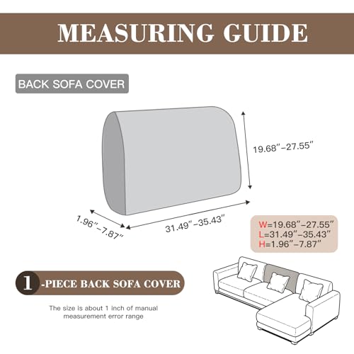 Couch Cushion Covers for Sectional Sofa, Wear Resistant Stretch Sofa Slipcovers for Sofa Universal Cushion Protector Washable Elastic Thick Seat Cover for Pets (Light Gray, 1 Back Cover)