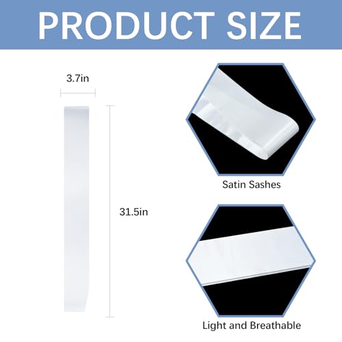 25Pcs White Sashes Blank Satin Sublimation Sash for Pageants to Decorate Plain 2026 Senior Graduation Birthday Sash for Women Homecoming
