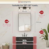Keonjinn 20 x 30 Inch Brushed Nickel Bathroom Mirrors for Over Sink, Rounded Rectangle Silver Bathroom Vanity Mirror, Farmhouse Mirror for Wall, HD Tempered Glass, Anti-Rust Aluminum Alloy Mirror