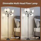 HonoDing Medusa Floor Lamps Standing Lamps 5 Heads Adjustable Reading Light Large Shade Use E26 A19 Bulb Floor Lamps for Living Room Bedroom (Black)
