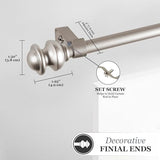 Kenney Kendall Standard Decorative Window Curtain Rod, KN71716, 28-48" (71cm-122cm), 5/8" (15.8mm) diameter, Brushed Nickel