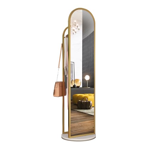 Full length mirror, floor dressing mirror for home bedroom full length mirror hanging clothes hanger built-in 360° rotating mirror luxury fit,