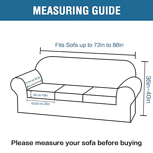 H.VERSAILTEX Stretch Sofa Covers for 3 Cushion Bundle 2 Cushion Loveseat Sofa Cover Bundle Arm Chair Cover, Dove