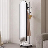 Decorative Full-Length Mirror Hanger Integrated Rotating Dressing Household Simple Vertical Cloakroom Movable Floor-Standing for Living Room(Black)