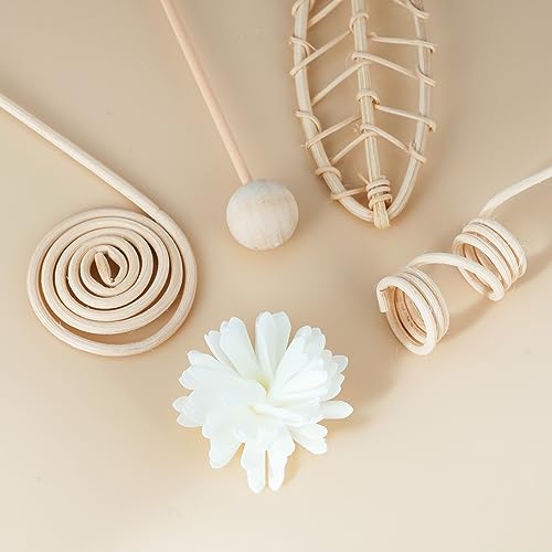 Reed Diffuser Stick,WUTAOBON 12Pcs 10Inch Natural Rattan Flower Reed Fragrance Diffuser Set, Fragrance Diffuser Replacement Rattan Sticks Home Decor (Primary Color)