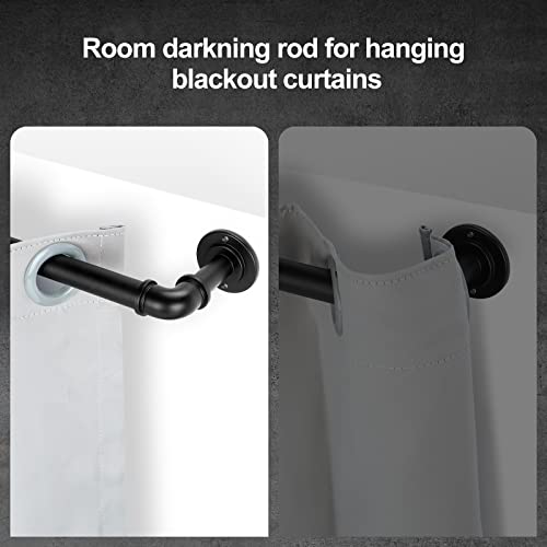 OLV Curtain Rod 36 to 91 Inch, Black Industrial Curtain Rods for Windows, 1 Inch Diameter Blackout Wrap Around Heavy Duty Window Treatment Rod for Bedroom, Living Room, Easy Installation