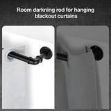 OLV Curtain Rod 36 to 91 Inch, Black Industrial Curtain Rods for Windows, 1 Inch Diameter Blackout Wrap Around Heavy Duty Window Treatment Rod for Bedroom, Living Room, Easy Installation