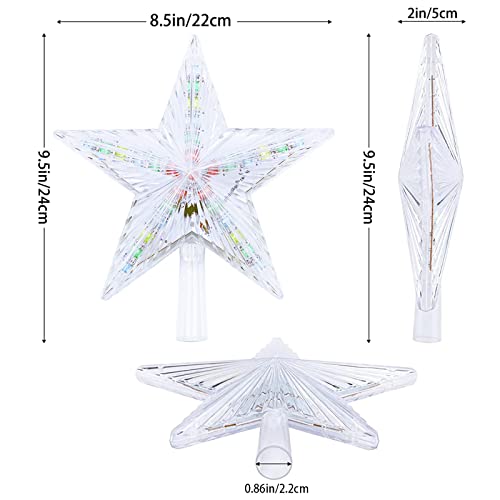 Christmas Tree Topper, FISHOPE 9.5" Tree Toppers Christmas Decorations Lighted Star, Multicolour Tree Topper Star with Lights 31 LED for Xmas Holiday Party Gift Décor (3AA Battery Powered)