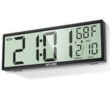 14.5'' Large Digital Wall Clock Battery Operated with Jumbo Numbers, Auto DST, Day, Date, Alarm, Temperature for Living Room, Bedroom, Desk Decor, Gift, LCD Screen Display Easy to Read and Set