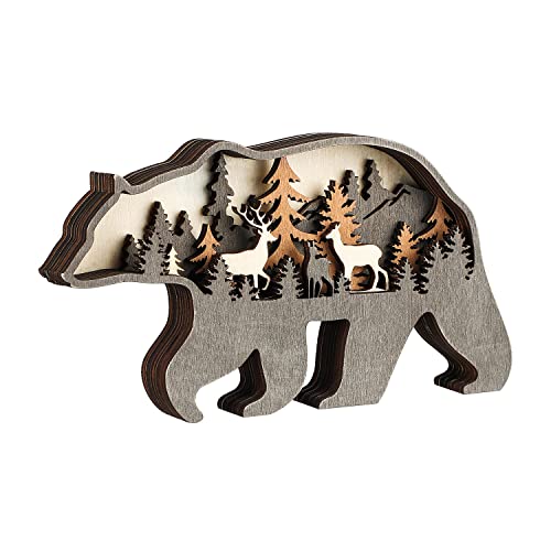 Laozai Wooden Forest Animals Bear Decor Cabin Rustic Decor Wall Decorations Mountain decor for Bedroom Living Room Table Decorative