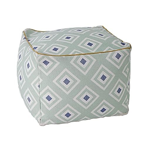 MOCOFO Boho Pouf Cover Unstuffed Square Ottoman Pouf Chair,Home Decor Pouf Cover(Green,40x40x30cm)