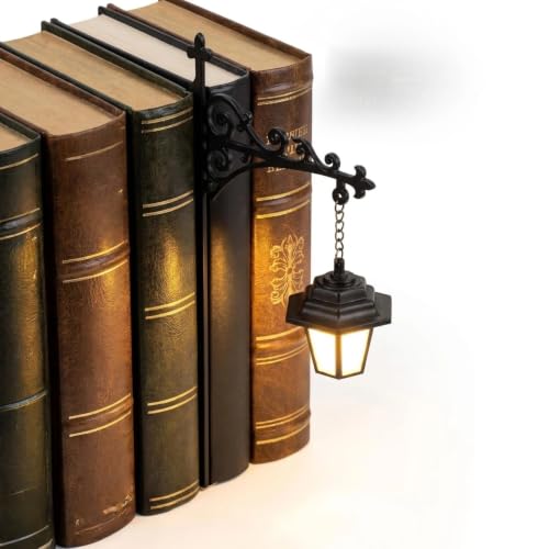 Library Lantern - Mini Bookshelf Lamp, 2026 New Library Lights for Bookcase, Warm and White Nightlight Book Shelf Light, Vintage Wooden Table Desk Luminaires Gift for Book Lovers Home Decor