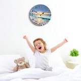 VIKMARI Kitchen Wall Clock - Home Decorative Wall Clock,14 Inch Silent Non-Ticking Quartz Battery Operated Clock, Easy to Read Round Arabic Numerals Ocean Wave Pattern Wooden Wall Clocks