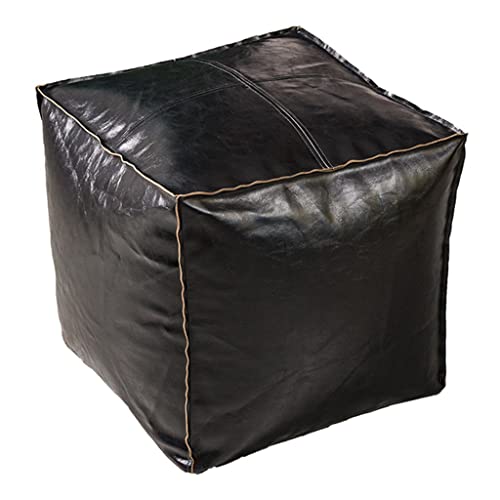 Pouf Artificial Leather Pouf Square Poufs Small Ottoman Stool Footstools Bean Bfloor Cushion Ottoman Poufs Sofa Stool (Red)/Black