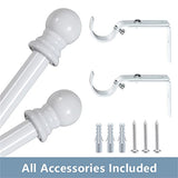 Decorative Curtain Rods for Windows 28 to 48 Inch - 1 Inch Heavy Duty Basic Curtain Rods,Adjustable Drapery Pole with Bracket for Sliding Glass Doors,Kitchen,Farmhouse Bathroom - White